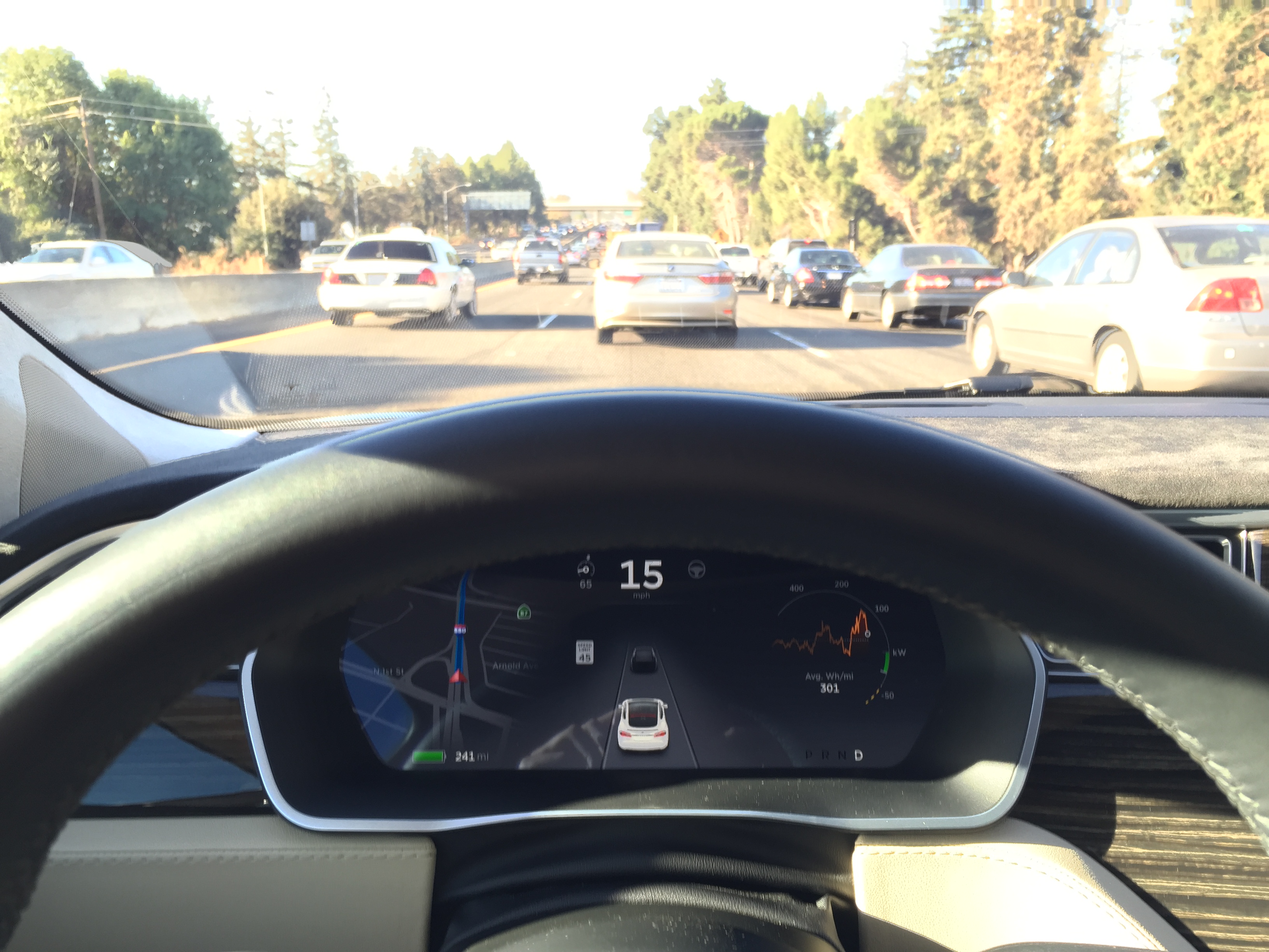 Tesla Model S P85D with autosteer on